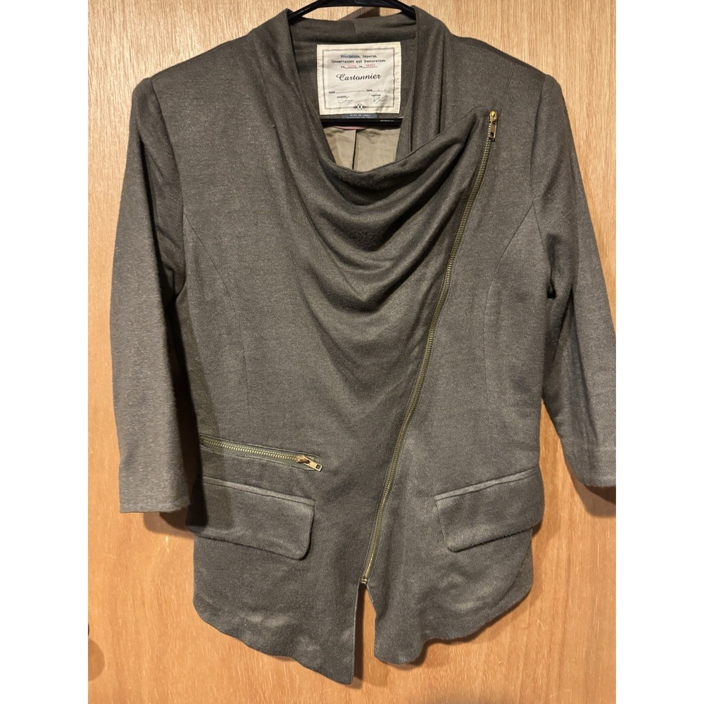 Anthropologie Cartonnier Take the Wheel Green Asymmetrical Zipper Jacket Size M